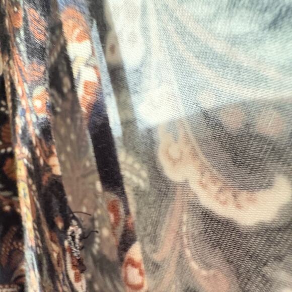 American Eagle Outfitters Womens Boho Paisley V-Neck Long Sleeve Romper M Brown - Picture 10 of 12